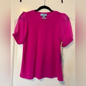 Brand New CeCe Puff-Sleeve Short Sleeve Top